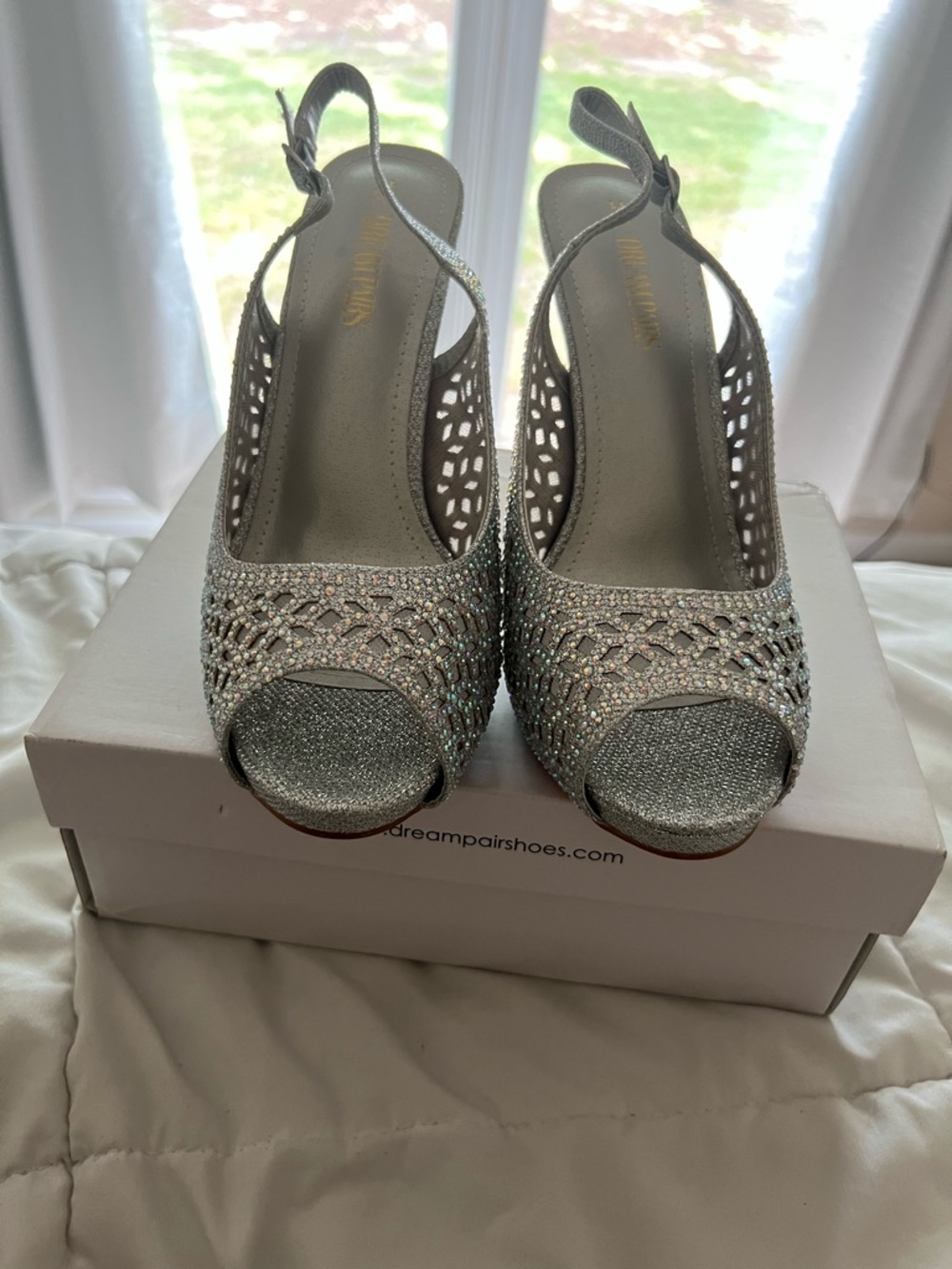 NWOT DREAM PAIRS Women's Heels Platform Dress Rhinestones Peep Toe Pumps size 11 - Picture 3 of 12